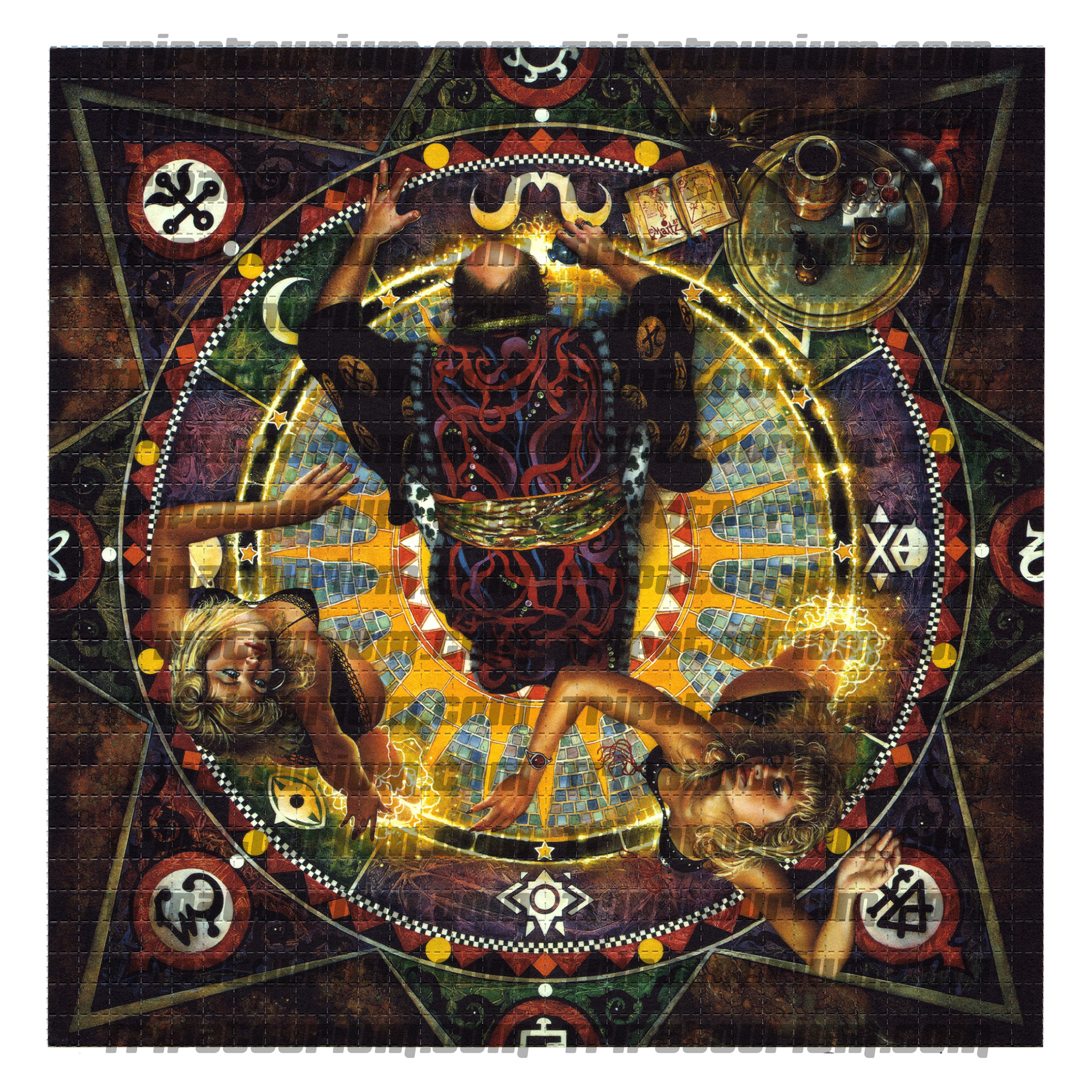 A scan of the LSD Blotter Art Print Conjure Maitz by Don Maitz