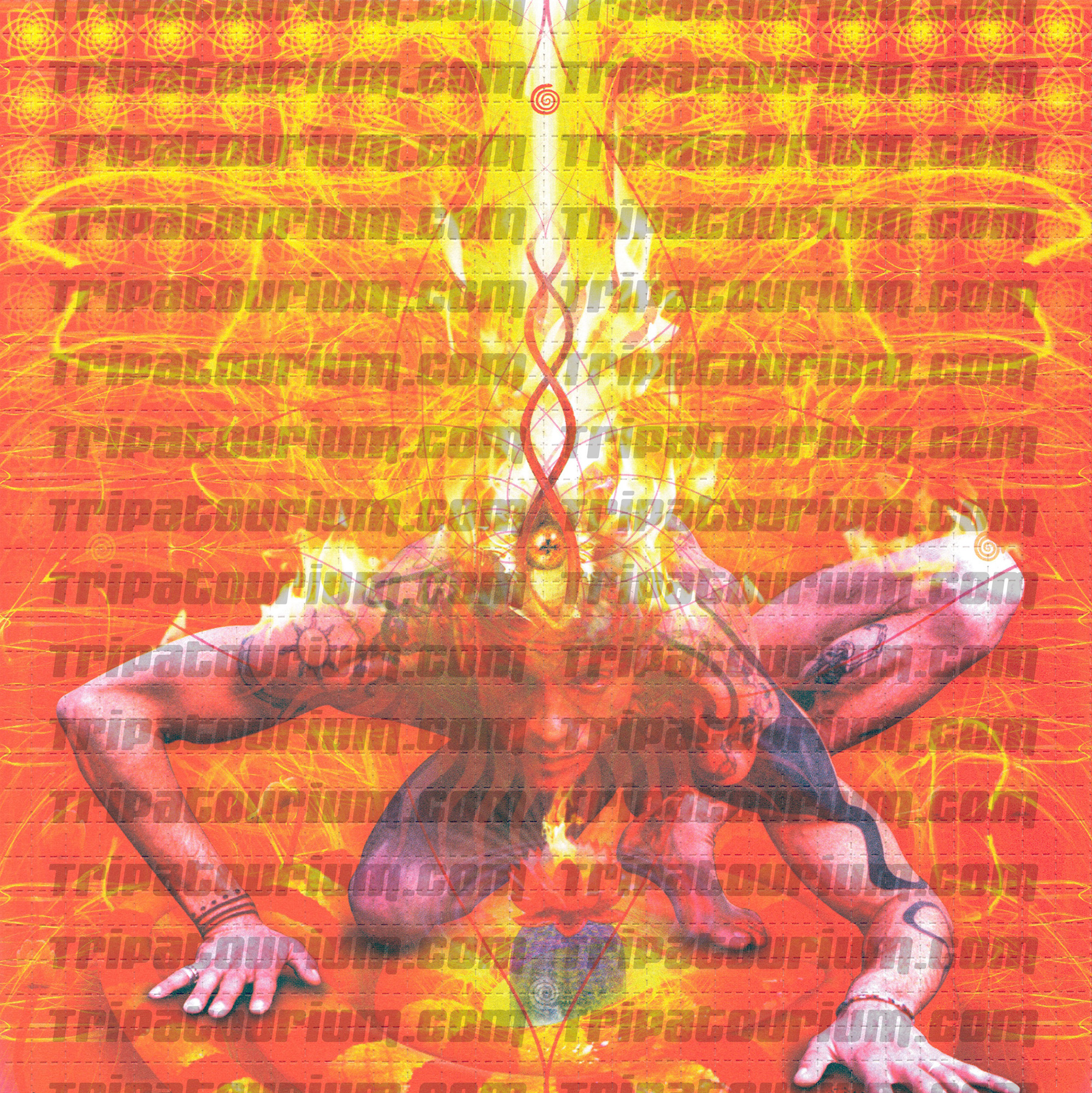 A scan of the LSD Blotter Art Print Muladhara by Stevee Postman