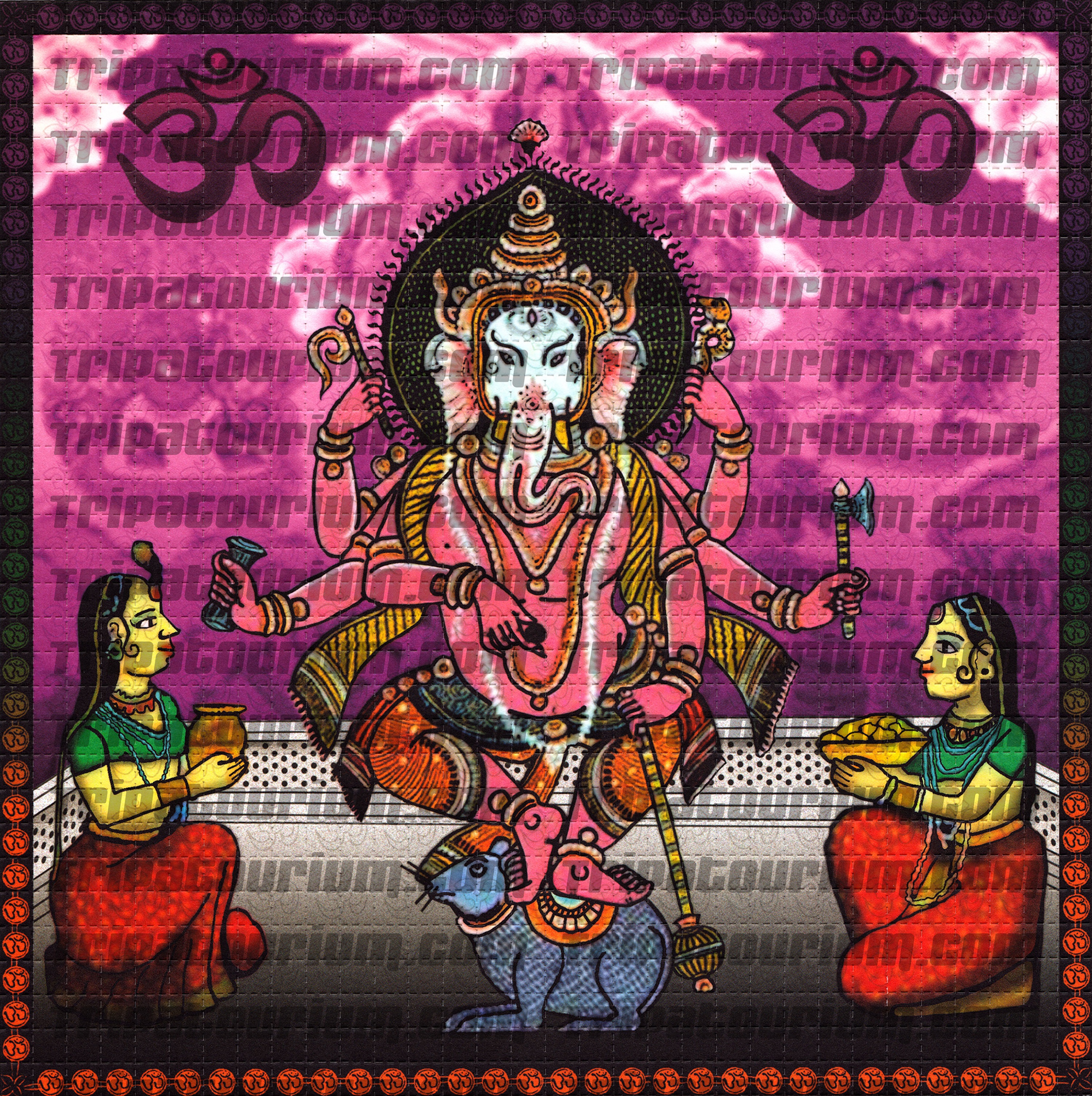 A scan of the LSD Blotter Art Print Ganesh by Rev. Samuel