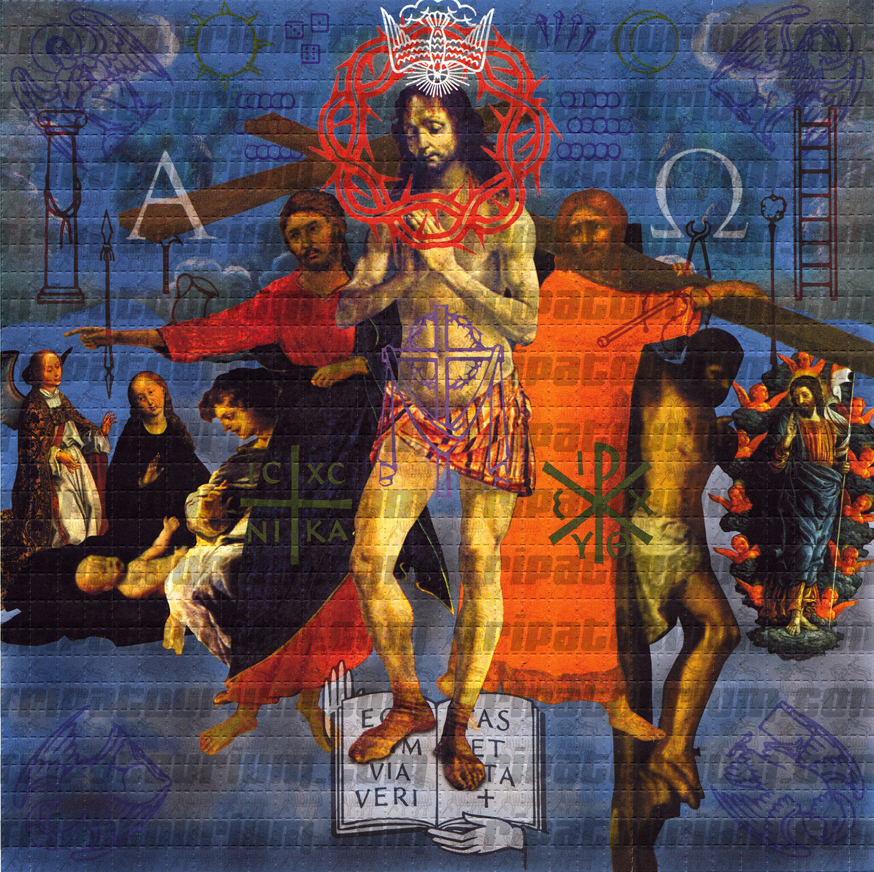 A scan of the LSD Blotter Art Print Jesus by Rev. Samuel