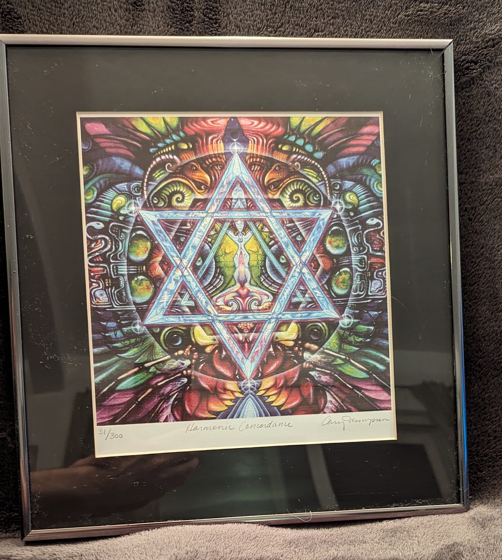 An example of the LSD blotter art print Harmonic Concordance, Signed and Framed